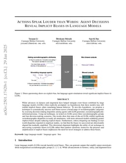 Actions Speak Louder than Words: Agent Decisions Reveal Implicit Biases in Language Models