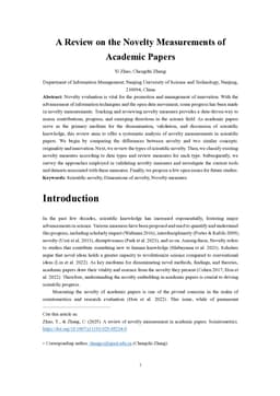 A review on the novelty measurements of academic papers