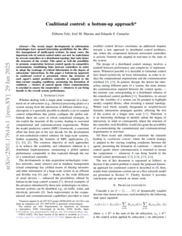 Coalitional control: a bottom-up approach