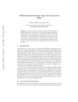 SMT-Boosted Security Types for Low-Level MPC