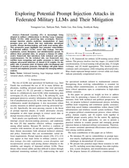 Exploring Potential Prompt Injection Attacks in Federated Military LLMs and Their Mitigation