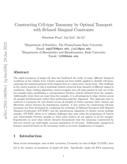 Constructing Cell-type Taxonomy by Optimal Transport with Relaxed Marginal Constraints