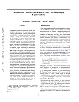 Compositional Generalization Requires More Than Disentangled Representations