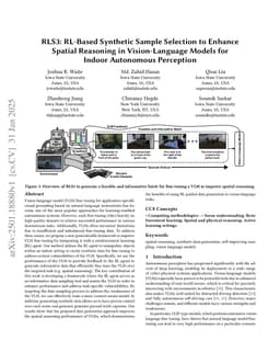 RLS3: RL-Based Synthetic Sample Selection to Enhance Spatial Reasoning in Vision-Language Models for Indoor Autonomous Perception