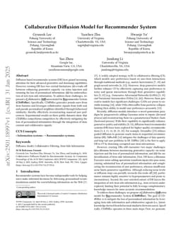 Collaborative Diffusion Model for Recommender System