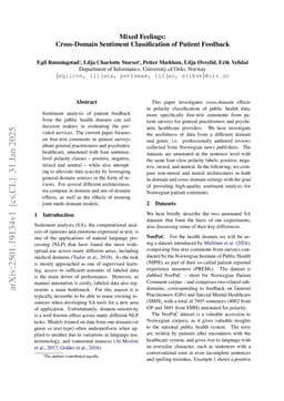 Mixed Feelings: Cross-Domain Sentiment Classification of Patient Feedback