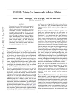 PSyDUCK: Training-Free Steganography for Latent Diffusion
