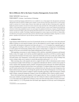 We're Different, We're the Same: Creative Homogeneity Across LLMs