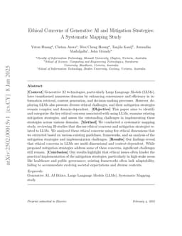 Ethical Concerns of Generative AI and Mitigation Strategies: A Systematic Mapping Study