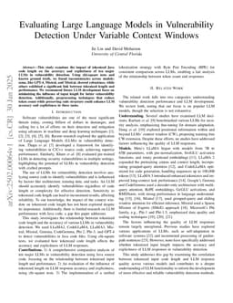 Evaluating Large Language Models in Vulnerability Detection Under Variable Context Windows