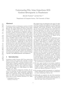 Understanding Why Adam Outperforms SGD: Gradient Heterogeneity in Transformers
