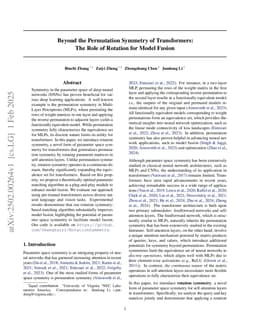 Beyond the Permutation Symmetry of Transformers: The Role of Rotation for Model Fusion