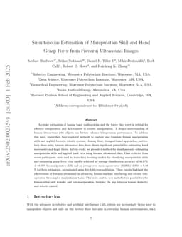 Simultaneous Estimation of Manipulation Skill and Hand Grasp Force from Forearm Ultrasound Images
