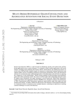 Multi-Order Hyperbolic Graph Convolution and Aggregated Attention for Social Event Detection