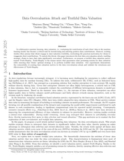 Data Overvaluation Attack and Truthful Data Valuation