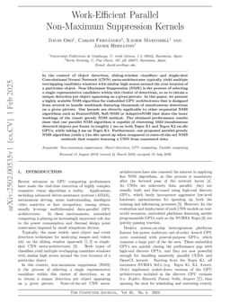 Work-Efficient Parallel Non-Maximum Suppression Kernels