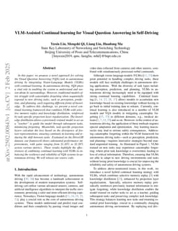 VLM-Assisted Continual learning for Visual Question Answering in Self-Driving