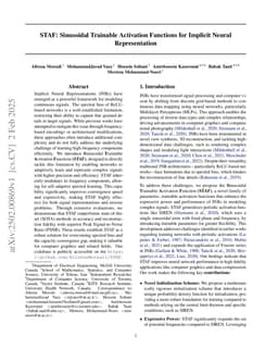 STAF: Sinusoidal Trainable Activation Functions for Implicit Neural Representation