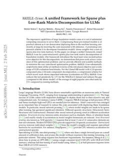 HASSLE-free: A unified Framework for Sparse plus Low-Rank Matrix Decomposition for LLMs