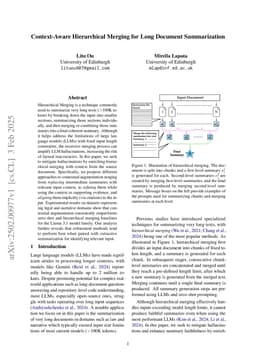 Context-Aware Hierarchical Merging for Long Document Summarization