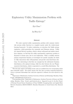Exploratory Utility Maximization Problem with Tsallis Entropy