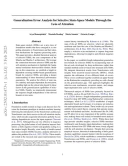 Generalization Error Analysis for Selective State-Space Models Through the Lens of Attention