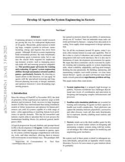 Develop AI Agents for System Engineering in Factorio
