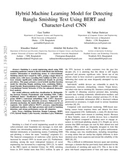Hybrid Machine Learning Model for Detecting Bangla Smishing Text Using BERT and Character-Level CNN