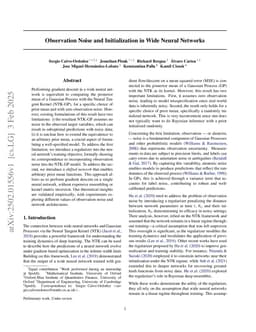 Observation Noise and Initialization in Wide Neural Networks