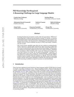 PhD Knowledge Not Required: A Reasoning Challenge for Large Language Models