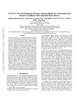 LLM-TA: An LLM-Enhanced Thematic Analysis Pipeline for Transcripts from Parents of Children with Congenital Heart Disease