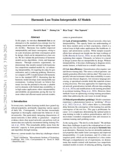 Harmonic Loss Trains Interpretable AI Models