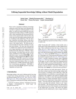 Lifelong Sequential Knowledge Editing without Model Degradation
