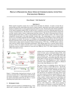 Privacy-Preserving Edge Speech Understanding with Tiny Foundation Models
