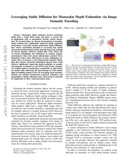 Leveraging Stable Diffusion for Monocular Depth Estimation via Image Semantic Encoding