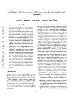 Multilingual State Space Models for Structured Question Answering in Indic Languages