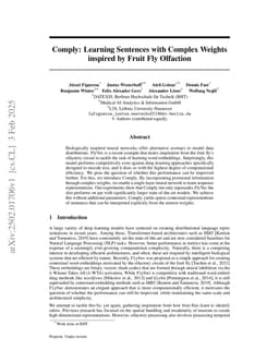 Comply: Learning Sentences with Complex Weights inspired by Fruit Fly Olfaction