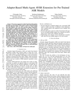 Adapter-Based Multi-Agent AVSR Extension for Pre-Trained ASR Models