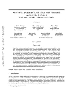 Auditing a Dutch Public Sector Risk Profiling Algorithm Using an Unsupervised Bias Detection Tool