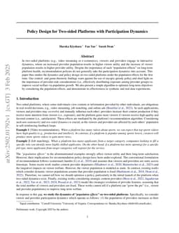 Policy Design for Two-sided Platforms with Participation Dynamics