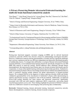 A Privacy-Preserving Domain Adversarial Federated learning for multi-site brain functional connectivity analysis
