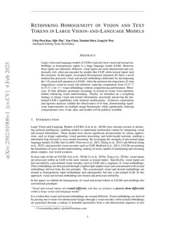 Rethinking Homogeneity of Vision and Text Tokens in Large Vision-and-Language Models