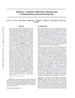 VolleyBots: A Testbed for Multi-Drone Volleyball Game Combining Motion Control and Strategic Play