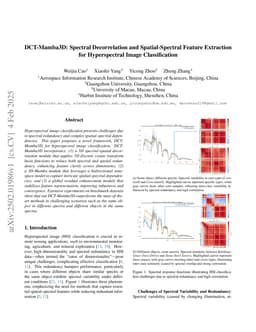 DCT-Mamba3D: Spectral Decorrelation and Spatial-Spectral Feature Extraction for Hyperspectral Image Classification
