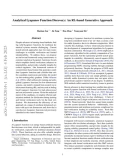 Analytical Lyapunov Function Discovery: An RL-based Generative Approach