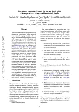 Fine-tuning Language Models for Recipe Generation: A Comparative Analysis and Benchmark Study