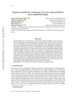 Sequence models for continuous cell cycle stage prediction from brightfield images