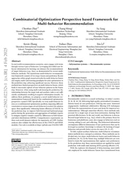 Combinatorial Optimization Perspective based Framework for Multi-behavior Recommendation