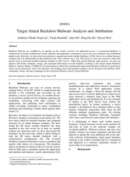 Target Attack Backdoor Malware Analysis and Attribution