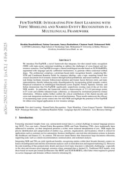 FewTopNER: Integrating Few-Shot Learning with Topic Modeling and Named Entity Recognition in a Multilingual Framework